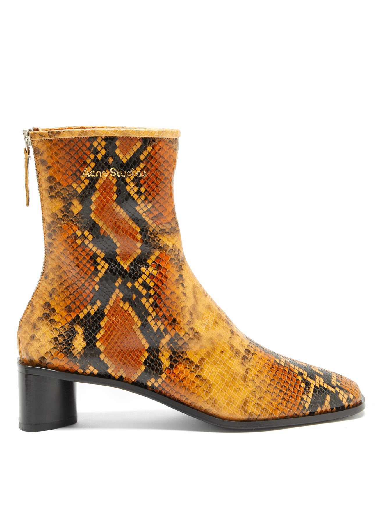 orange snakeskin boots