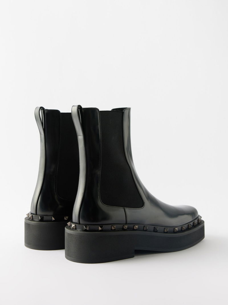 VALENTINO GARAVANI M-Way Rockstud Patent-Leather Chelsea Boots