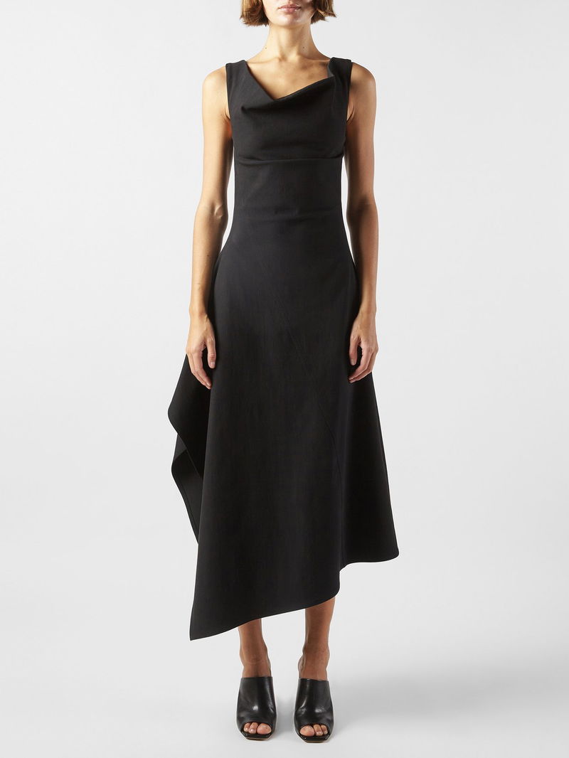 BOTTEGA VENETA Handkerchief-Hem Canvas Midi Dress | endource
