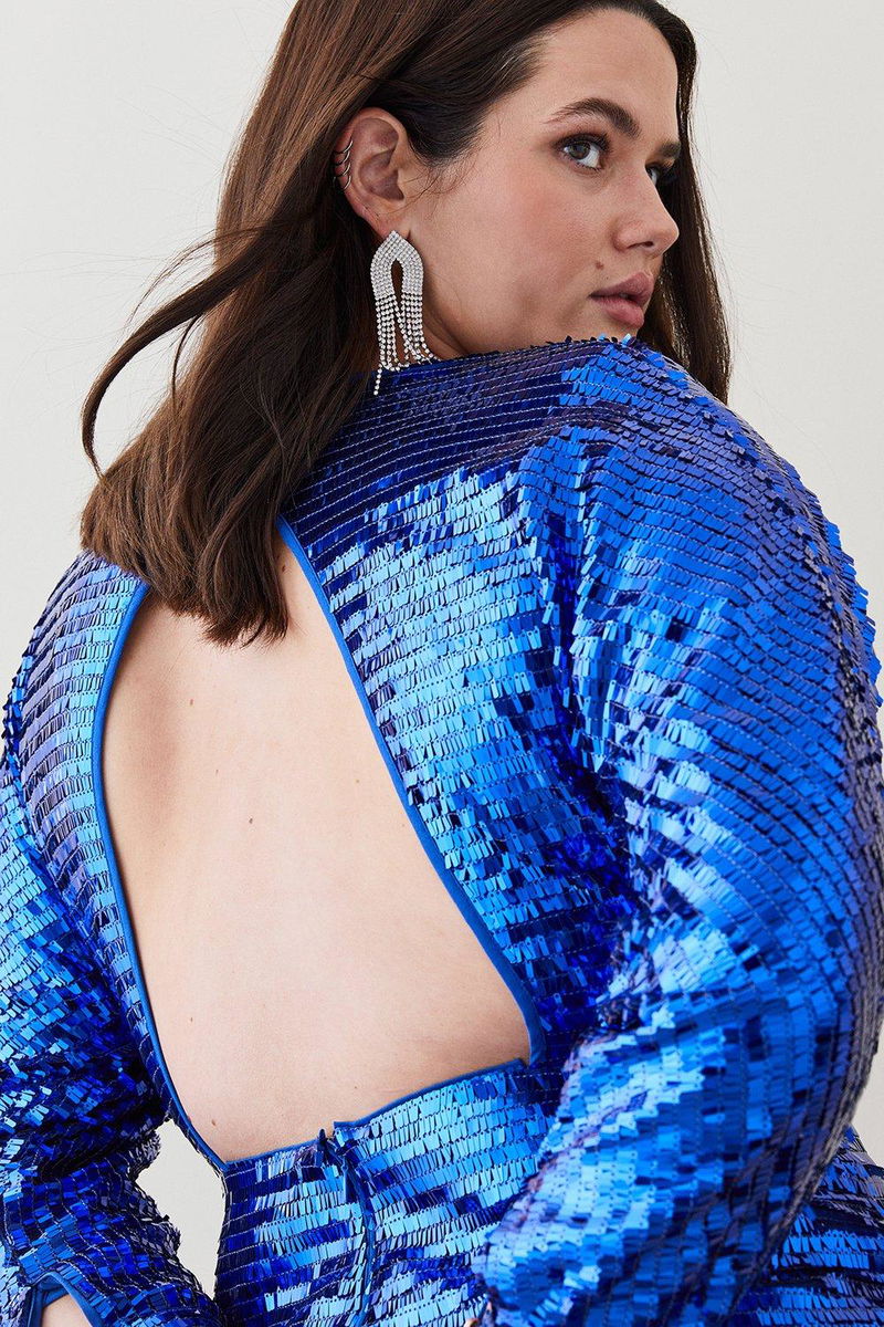 karen millen blue sequin dress Blue Wallis Square Sequin Twist Midi Dress