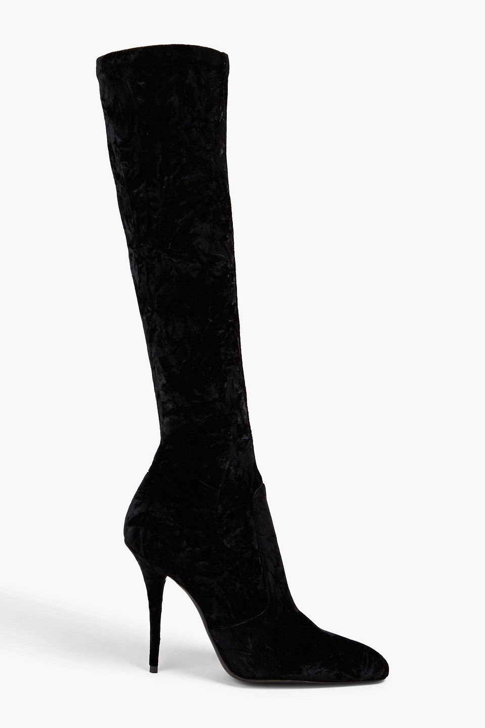 SAINT LAURENT CrushedVelvet Knee Boots in Black Endource