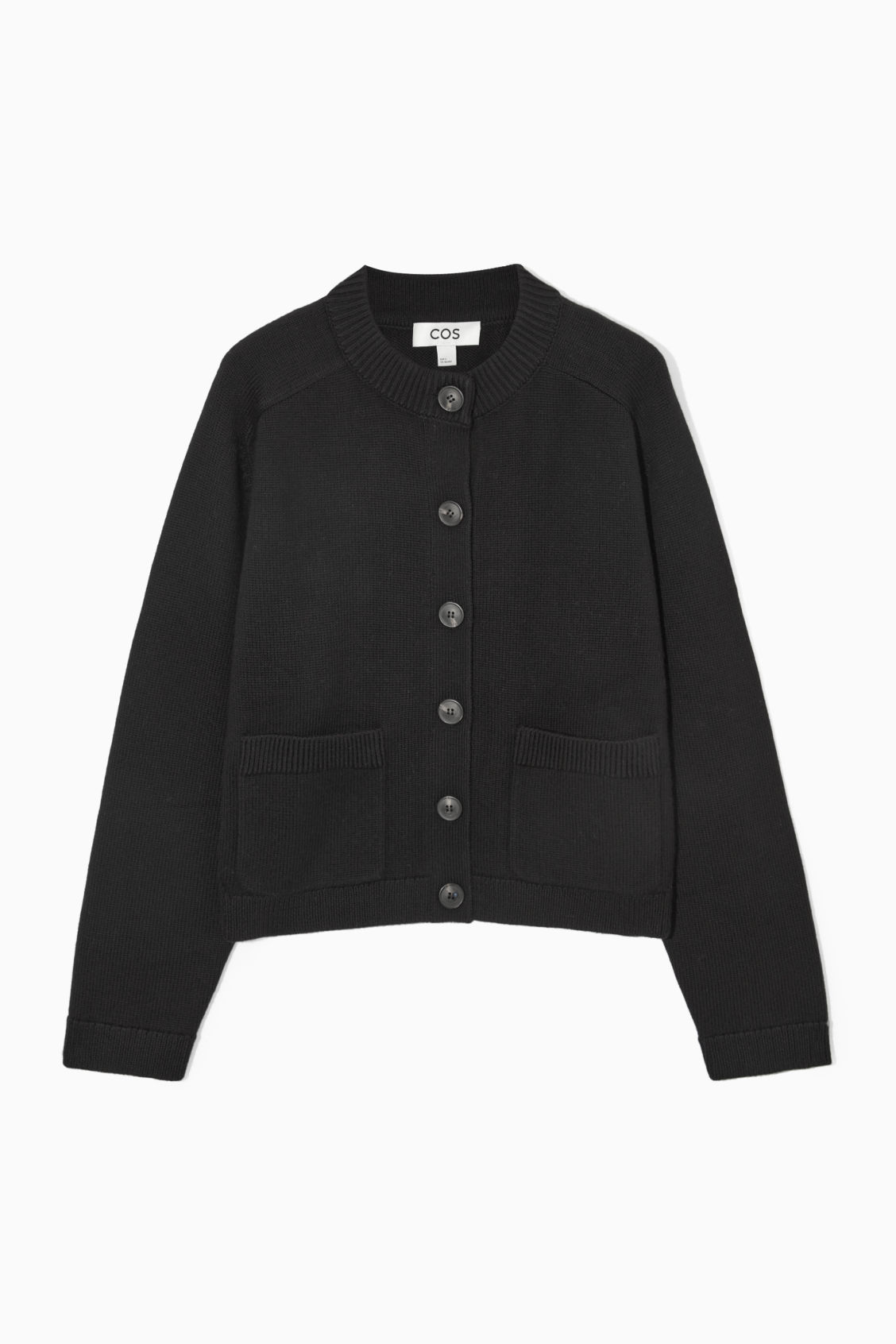 COS Cropped Wool Cardigan in BLACK | Endource