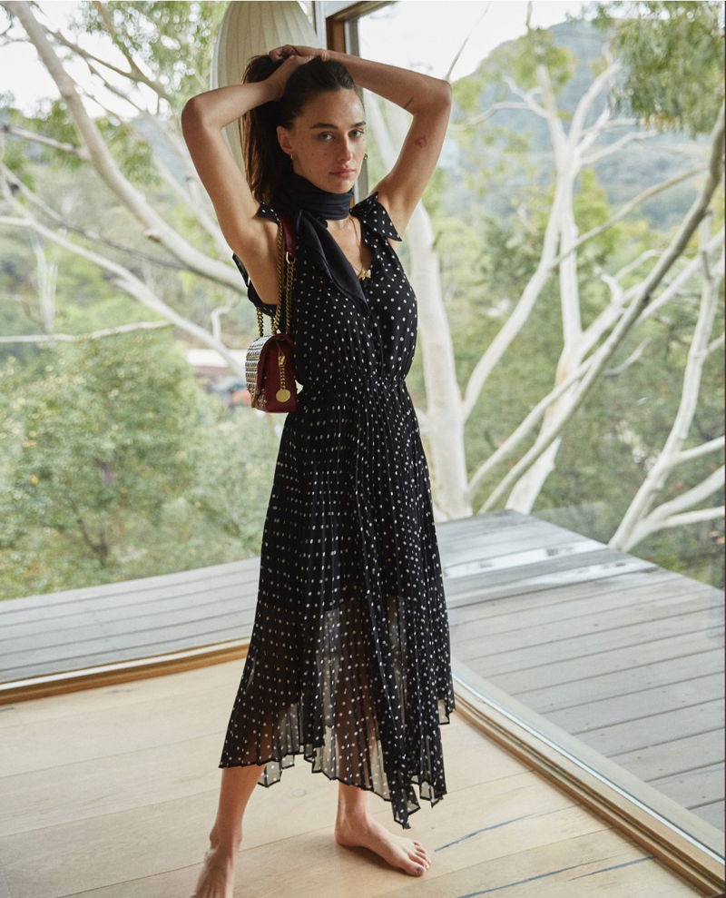 asymmetric polka dot dress Yves Blue Lace Dress with Asymmetrical Hem main image 1