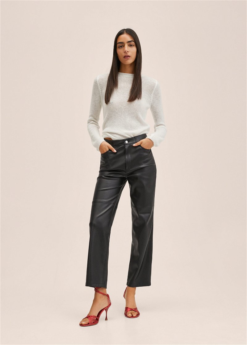 Faux Leather Trousers, Black Faux Leather Trousers