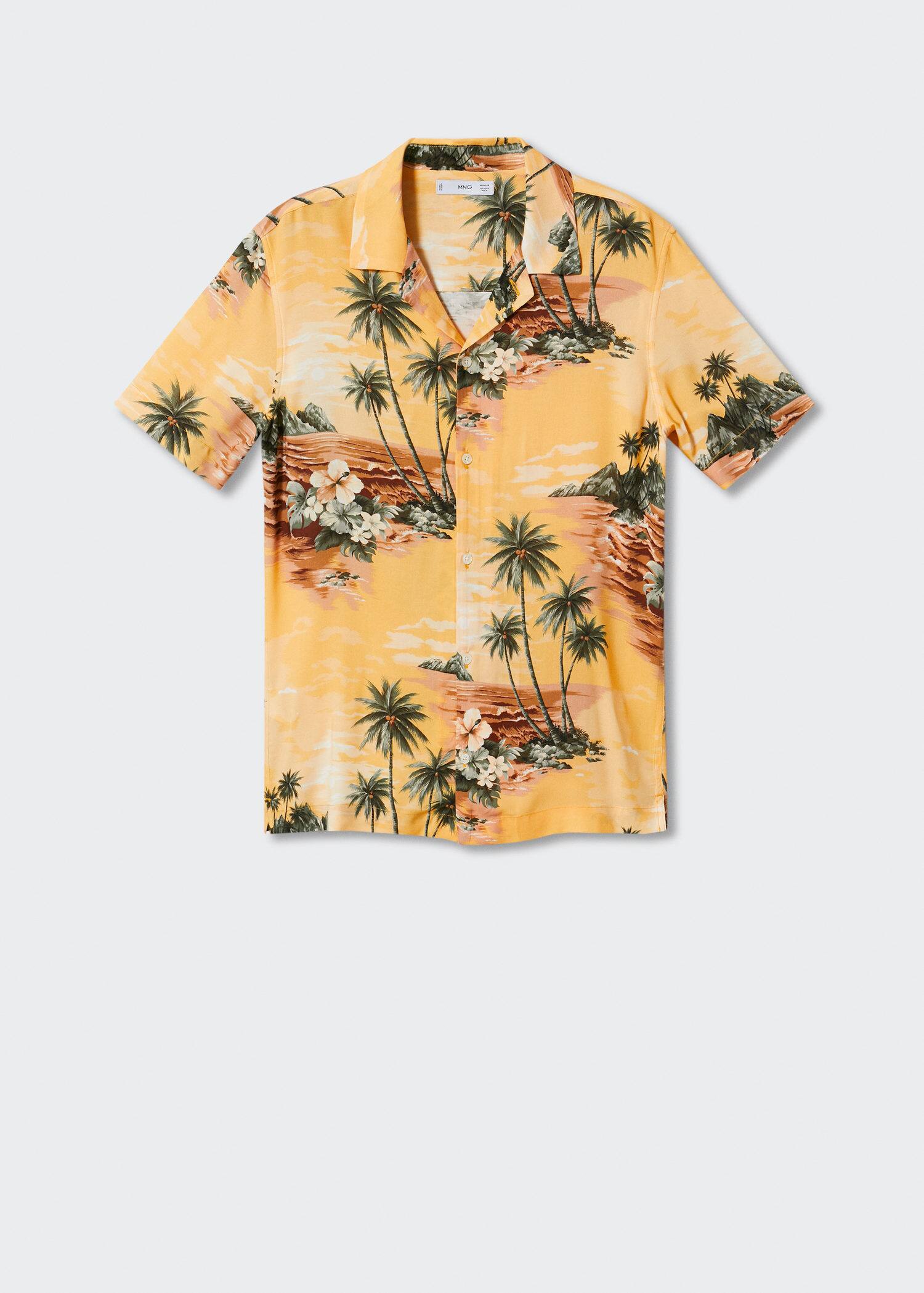 MANGO Hawaiian Flowy Shirt in Yellow Endource