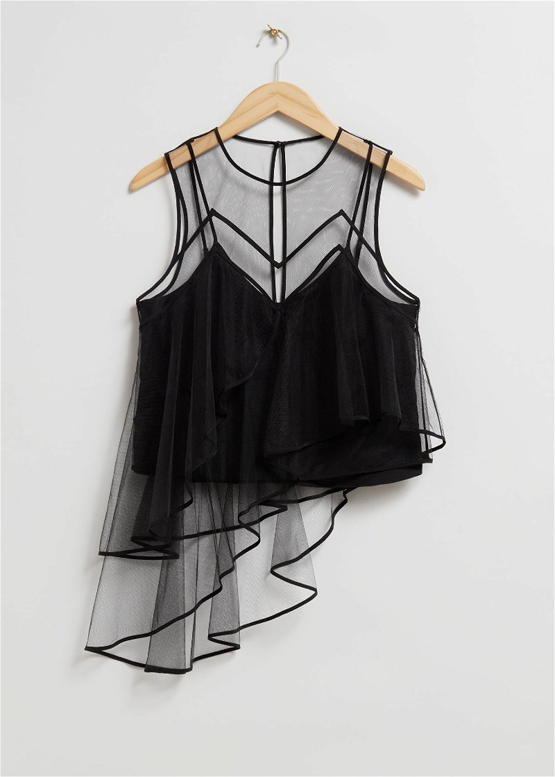 Ruffled Tulle Corset Top - Black - Tanktops & Camisoles - & Other Stories