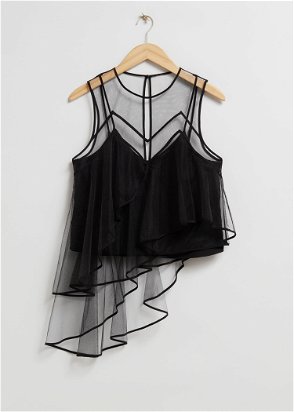 OTHER STORIES Ruffled Tulle Corset Top in Black