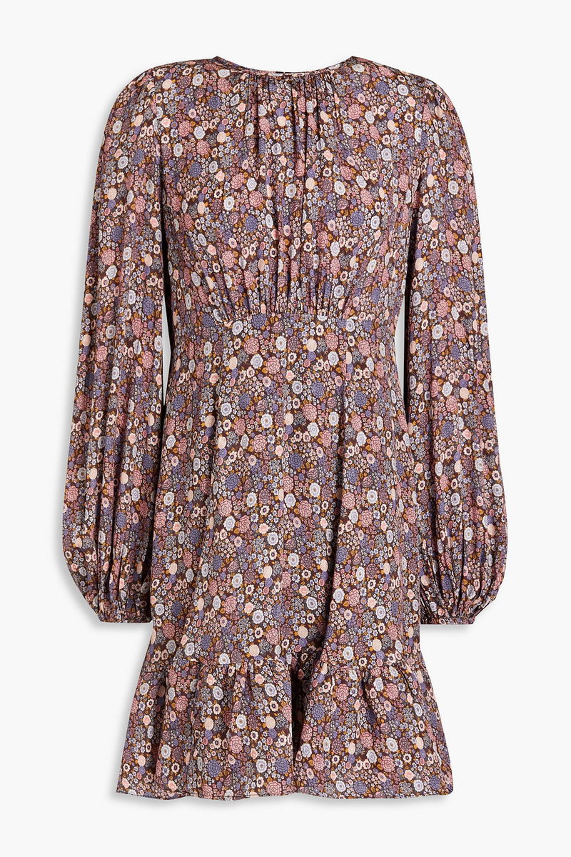 gathered floral jacquard mini dress BYTIMO Gathered Floral Jacquard Mini Dress