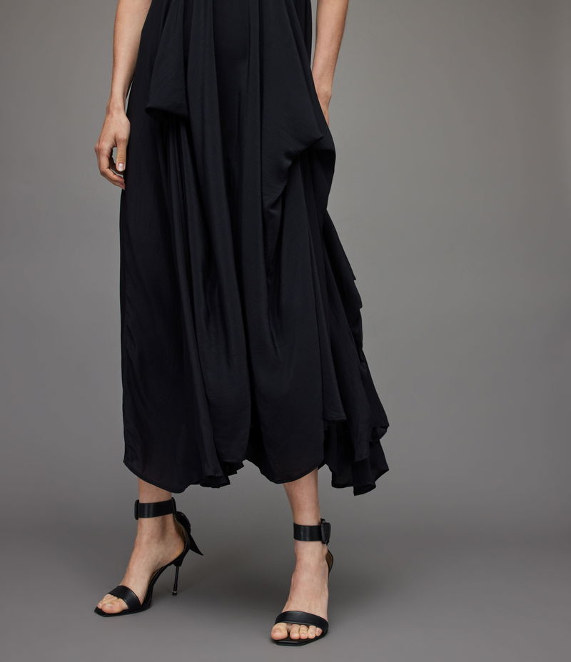 knee length dresses for ladies Dasha Satin Maxi Dress Navy main image 0