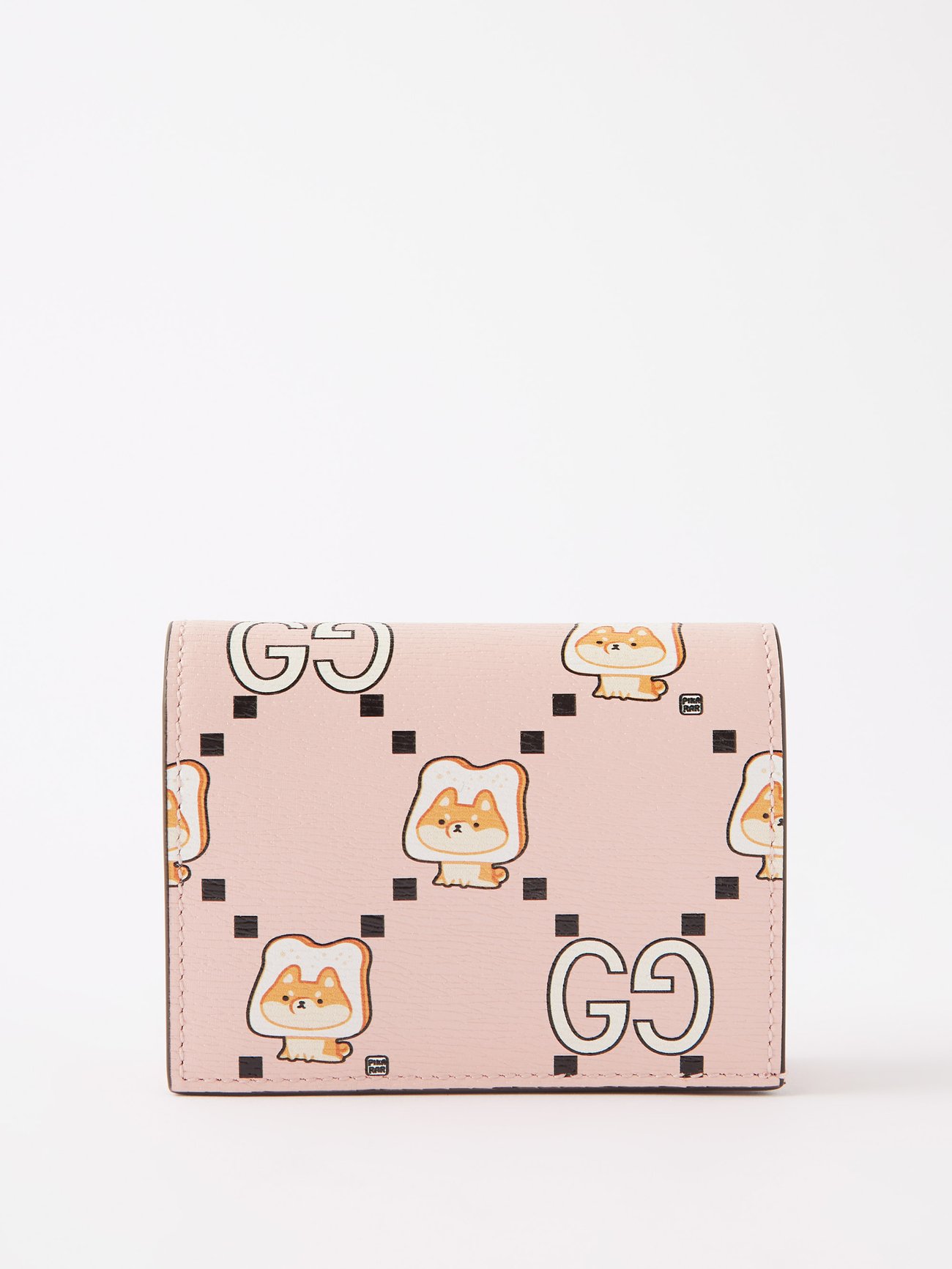 Gucci Signature Card Case Wallet With Cat in Pink