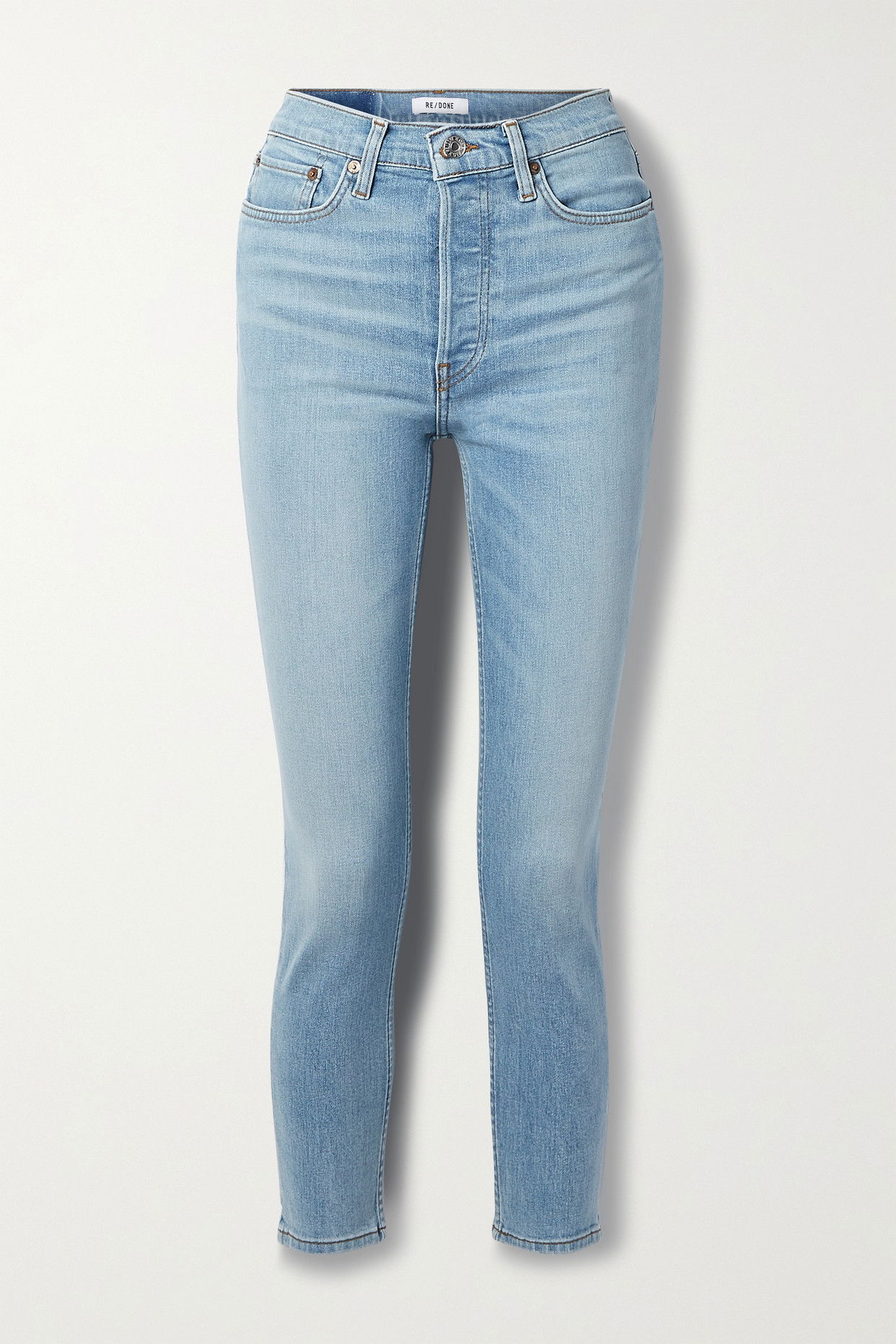 Redone 90s High Rise Cropped Slim-Leg Jeans in Blue | Endource