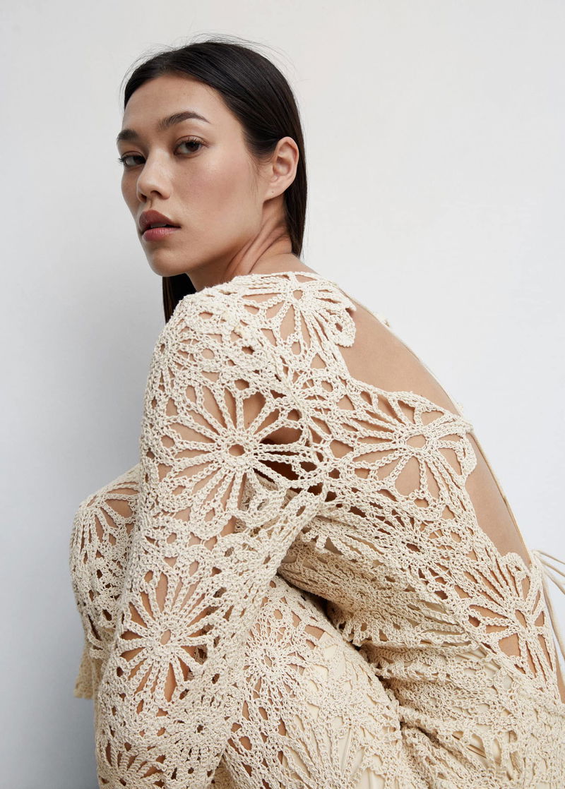 MANGO Crochet Dress With Back Neckline | endource