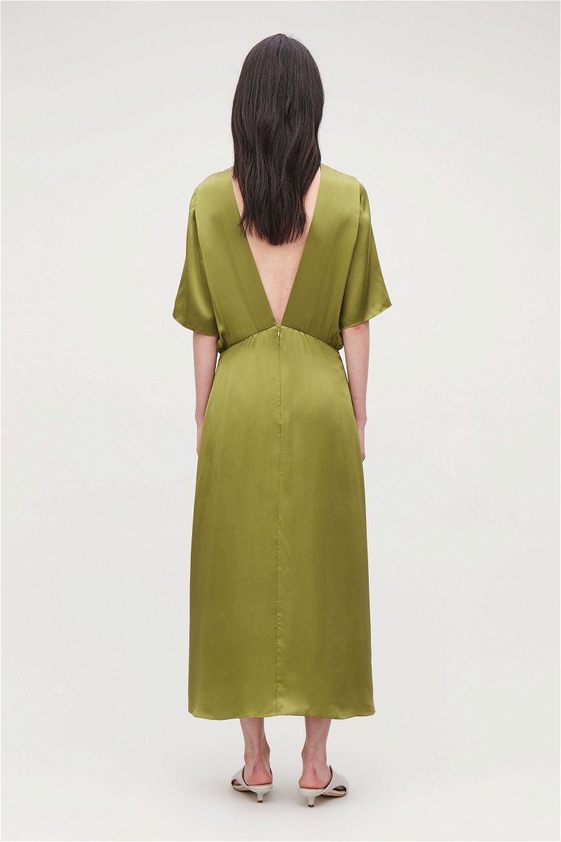COS Long Silk Dress in Woodbine green | Endource