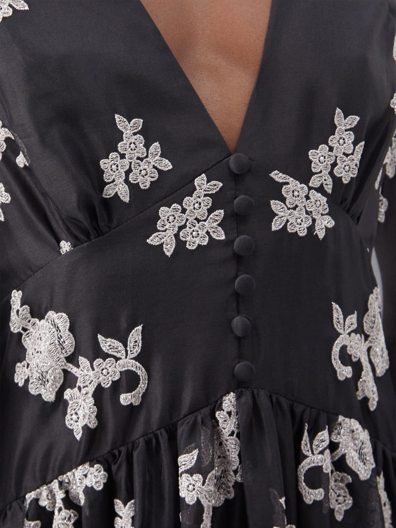 sachin and babi light blue dress ERDEM Tabetha Floral-Embroidered Silk-Organza Dress