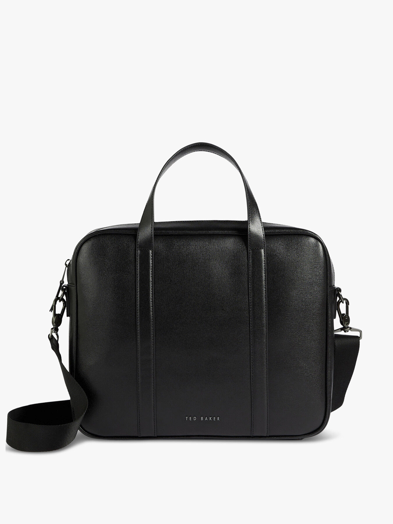 TED BAKER Strath Saffiano Leather Document Bag in Black | Endource