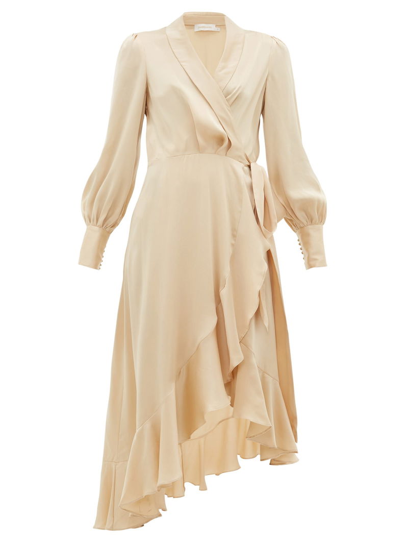 ZIMMERMANN Super Eight Silk Wrap Midi Dress | endource