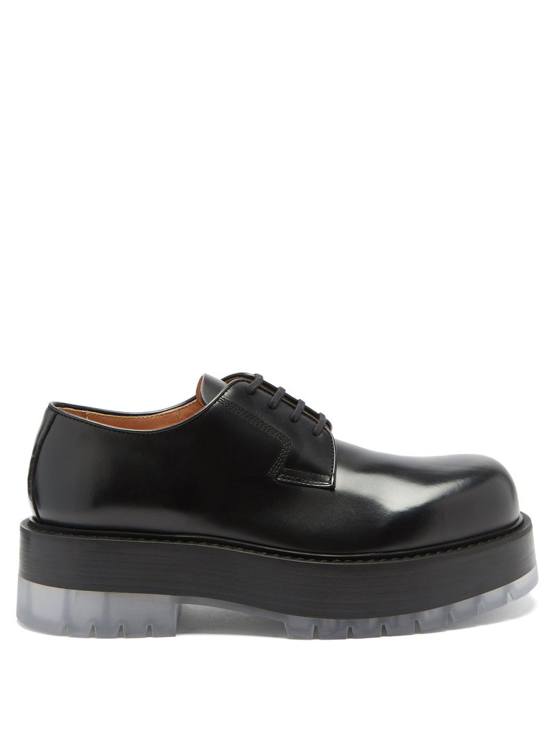 BOTTEGA VENETA The Stilt Chunky-Sole Leather Derby Shoes in Black 