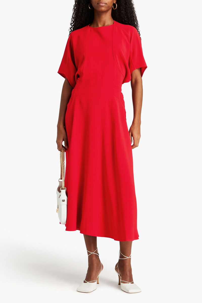 VICTORIA BECKHAM Pleated Crepe Midi Dress | endource
