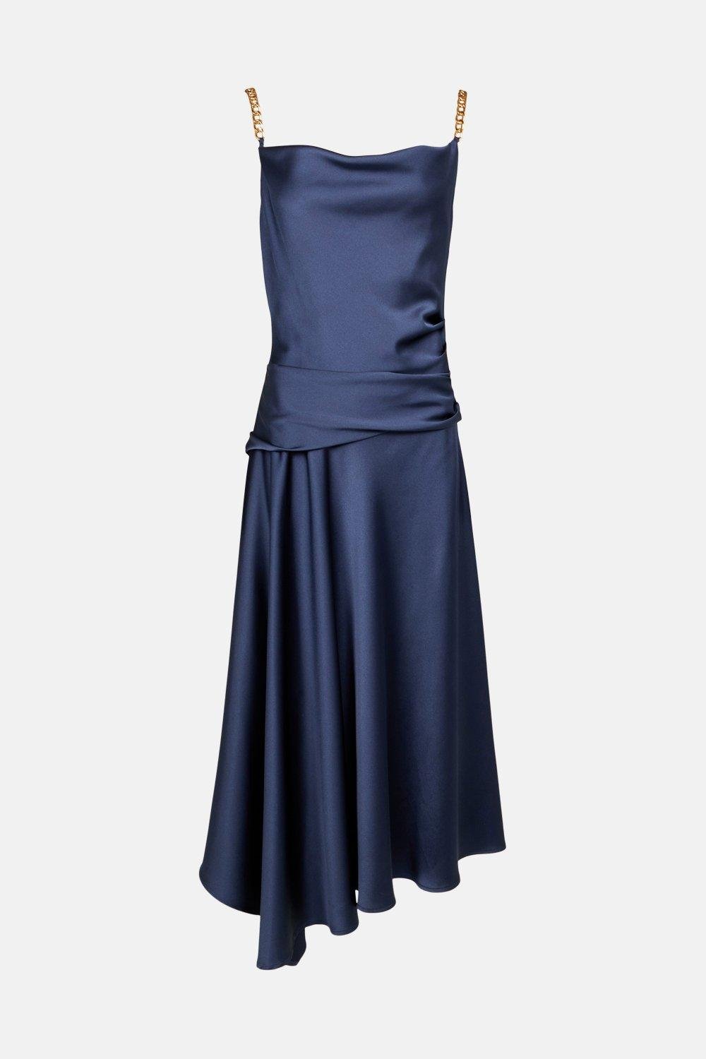 Blue Satin Cami Dress, WHISTLES