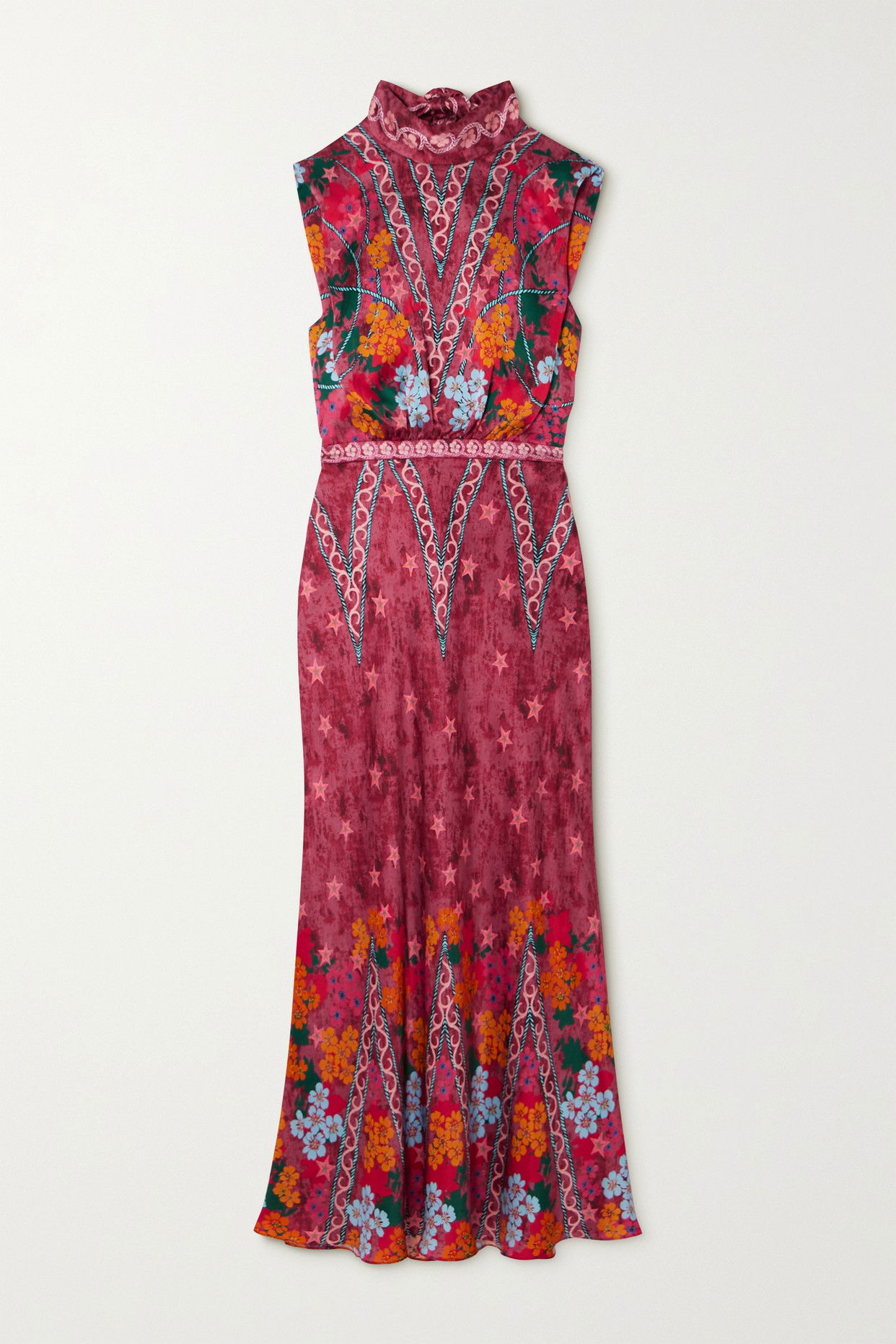 saloni sky flourish fleur midi dress Fleur Midi Dress In Sky Flourish by Saloni at THE MILE