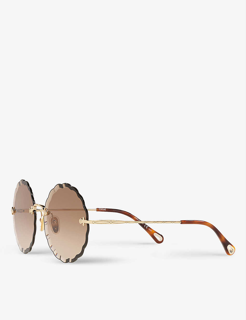 CHLOÉ Metal Scalloped Round-Frame Sunglasses | endource display picture 1