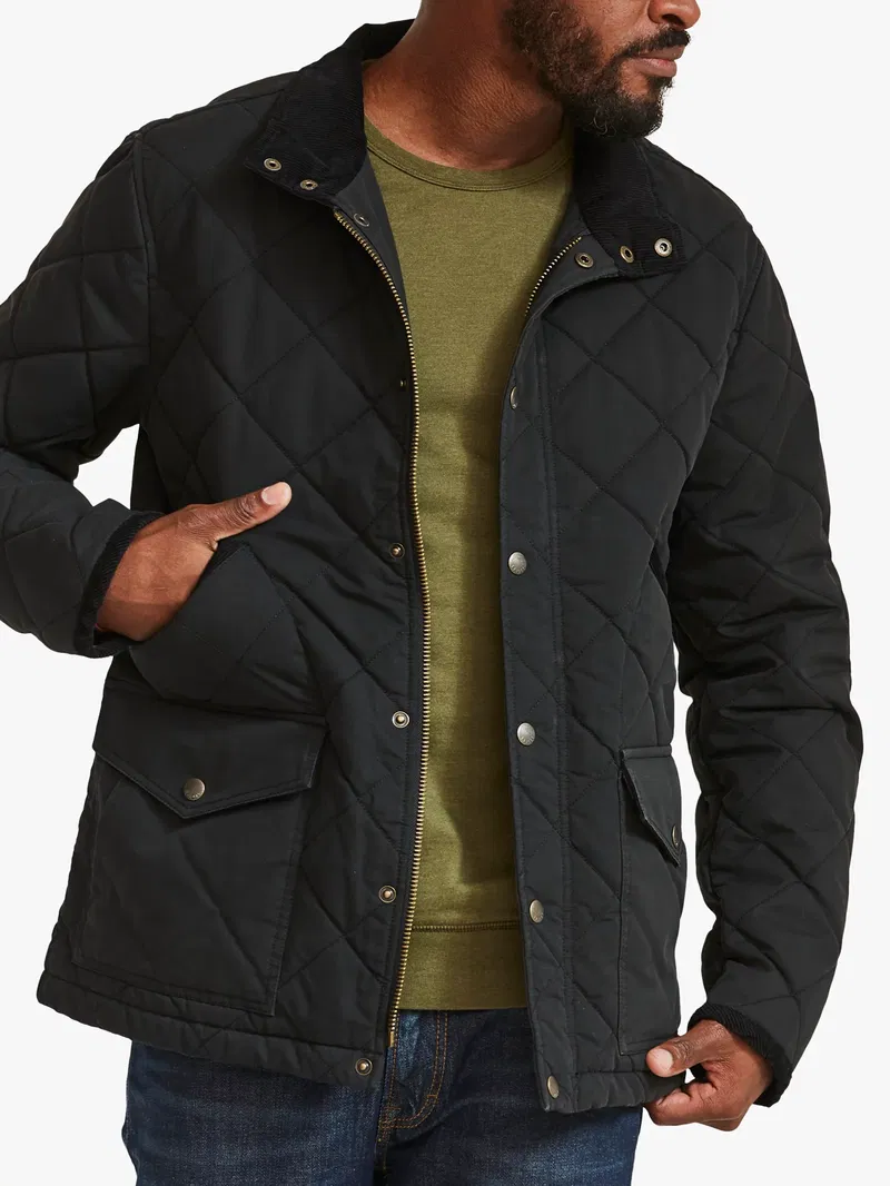 FATFACE Hayle Quilted Jacket in Charcoal | Endource