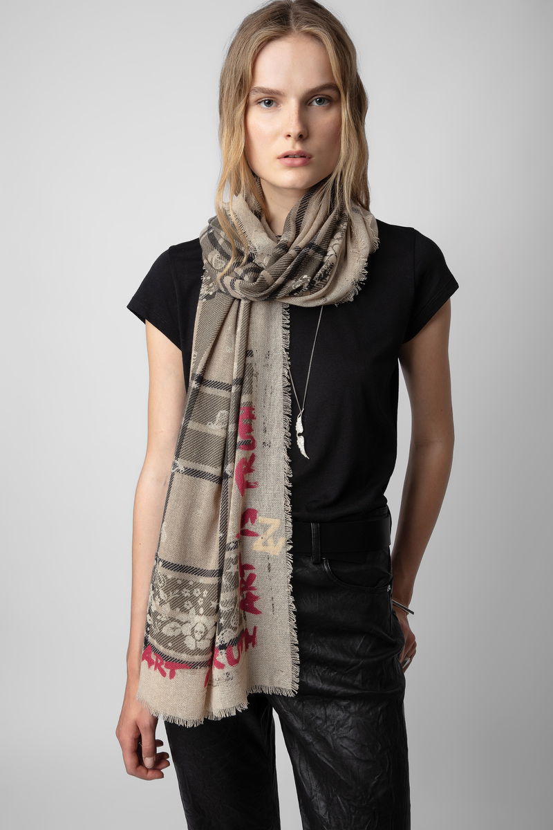 ZADIG VOLTAIRE Long Delta Cashmere Scarf endource