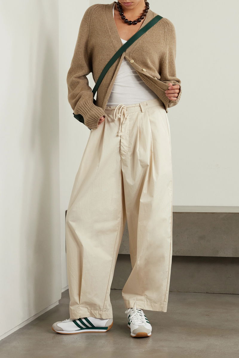 Rufos pleated cotton wide-leg pants