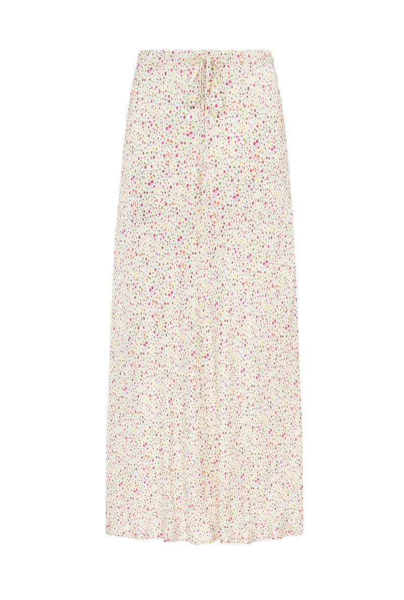 Floral print midi skirt, white background