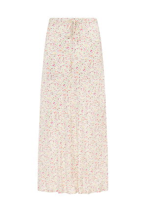 Floral print midi skirt, white background