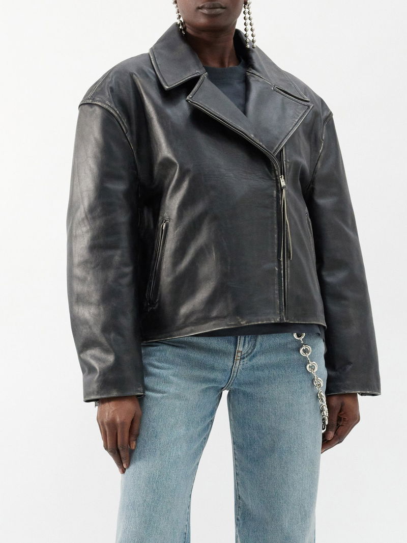 ACNE STUDIOS Lilket Distressed-Leather Jacket endource