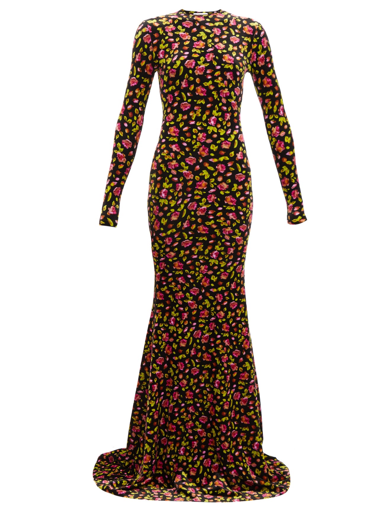 BALENCIAGA Floral-Print Velvet Maxi Dress | endource