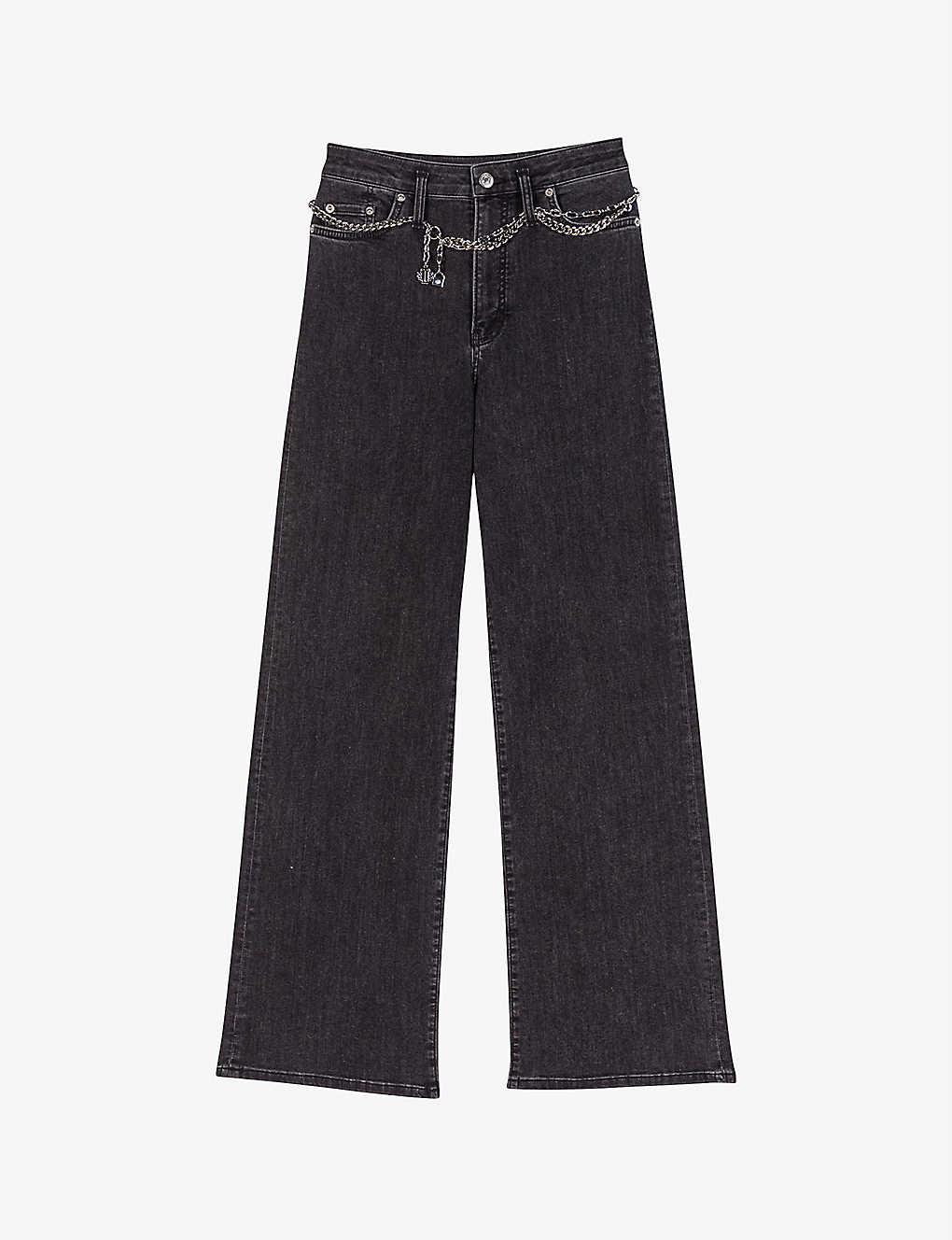 MAJE Pantin WideLeg ChainBelt Jeans in NOIRGRIS Endource