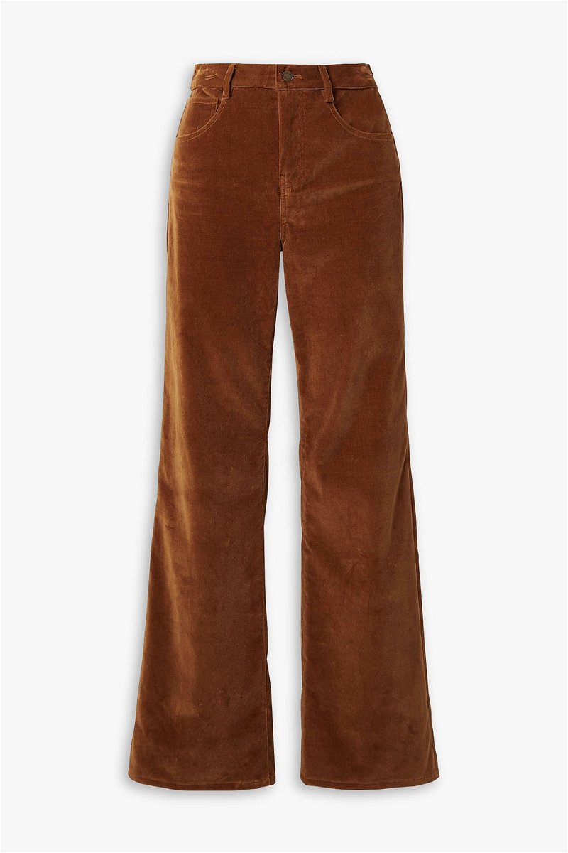 FRAME Le High Flare cotton-blend velvet pants