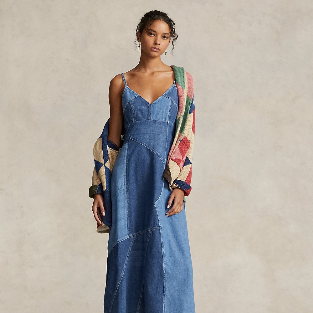 POLO RALPH LAUREN Denim Patchwork Sleeveless Dress | endource
