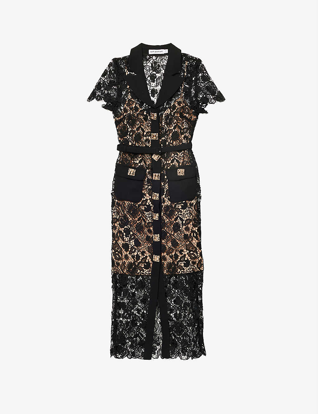 UK12 New Self Portrait Black Magnolia Lace Midi Dress