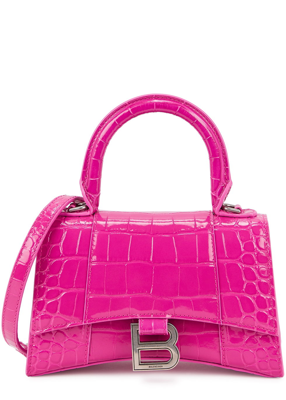 Hourglass XS crocodile-effect leather bag | Balenciaga