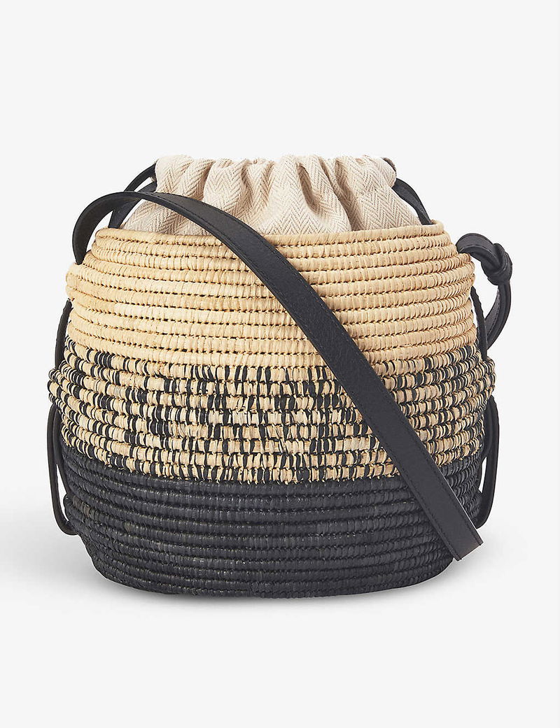 Shop LOEWE LOEWE x Paula's Ibiza Beehive Raffia Bucket Bag