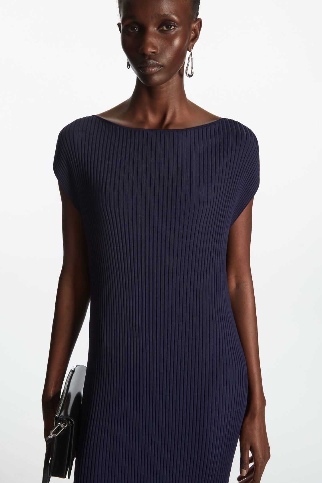 rib knit boat neck dress COS Boat-Neck Ribbed Green Jacquard