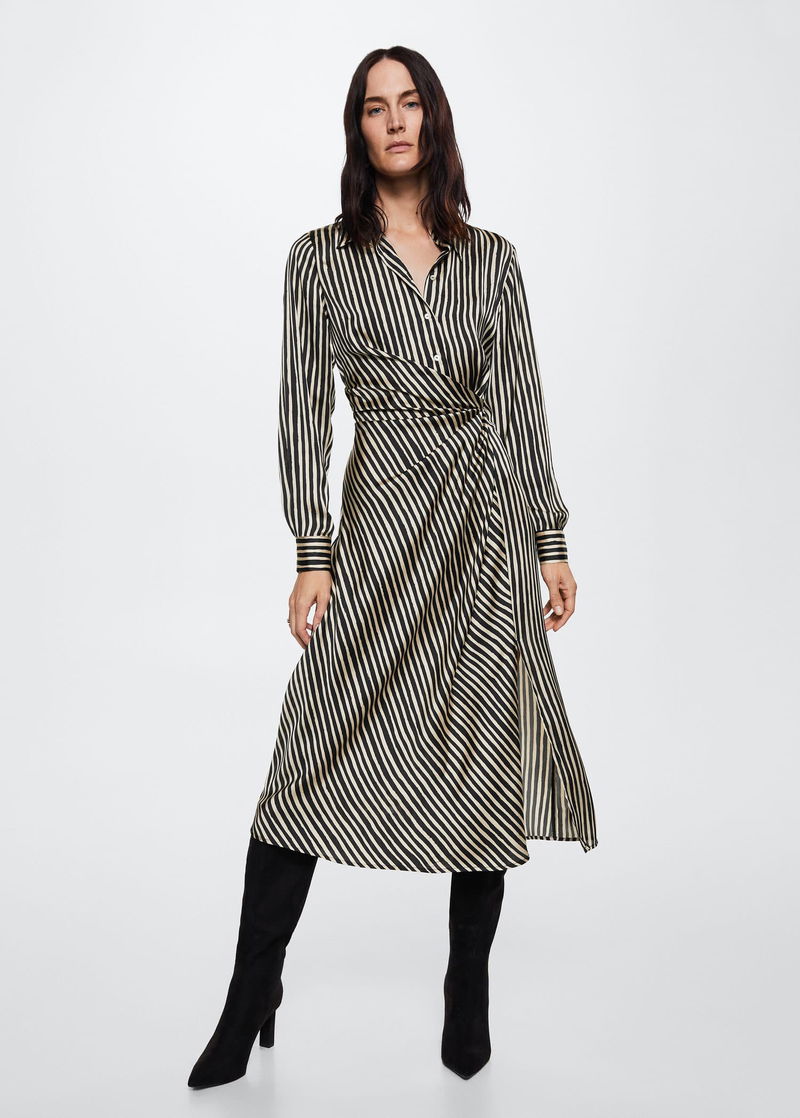 mango striped satin dress MANGO Striped Satin Dress