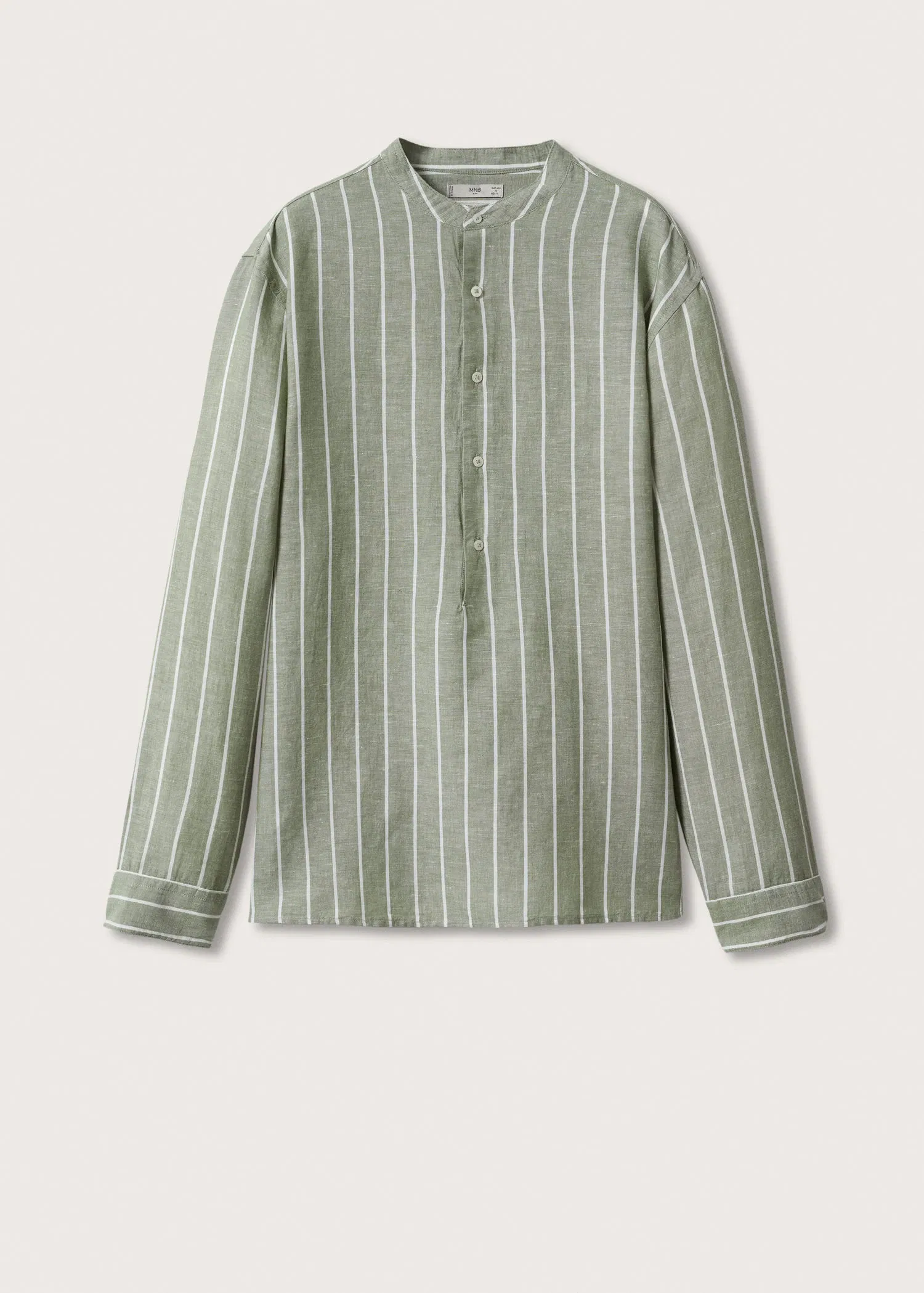 Stripe Linen Shirt Mandarin