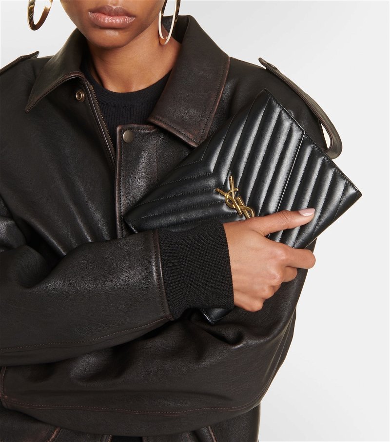 Cassandre Matelasse Leather Pouch in Black - Saint Laurent