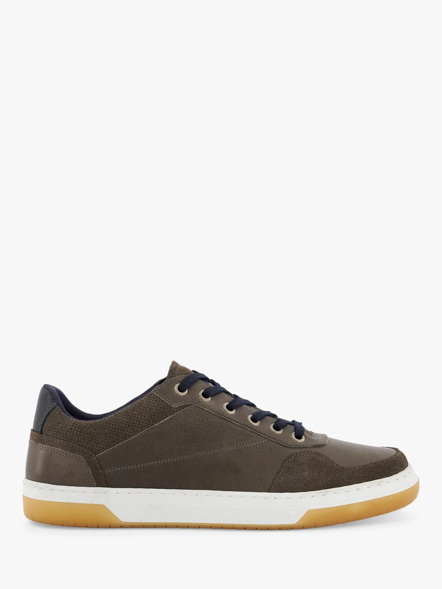 DUNE Thorin Leather Lace Up Trainers in Navy | Endource
