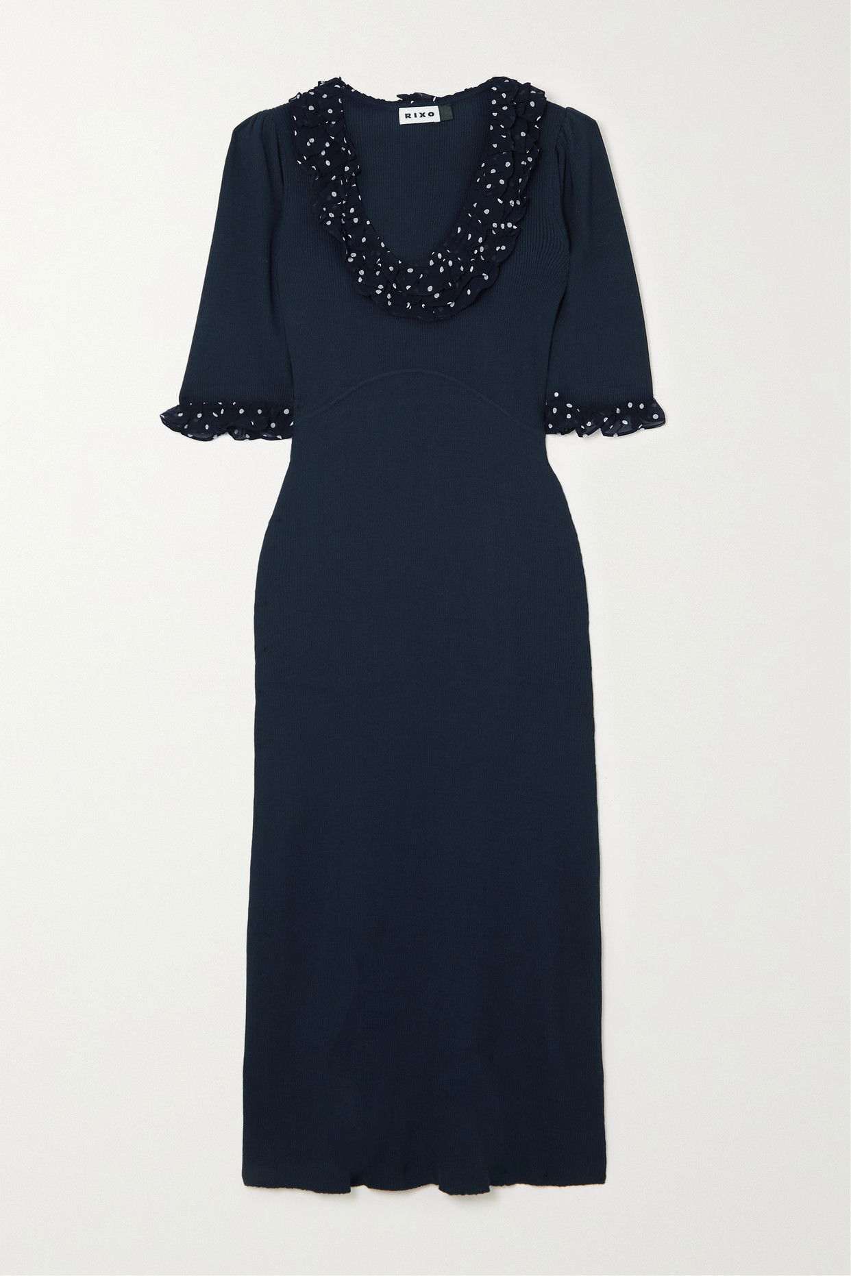 self portrait blue pointelle knit midi dress self-portrait - Blue Pointelle Knit Dress