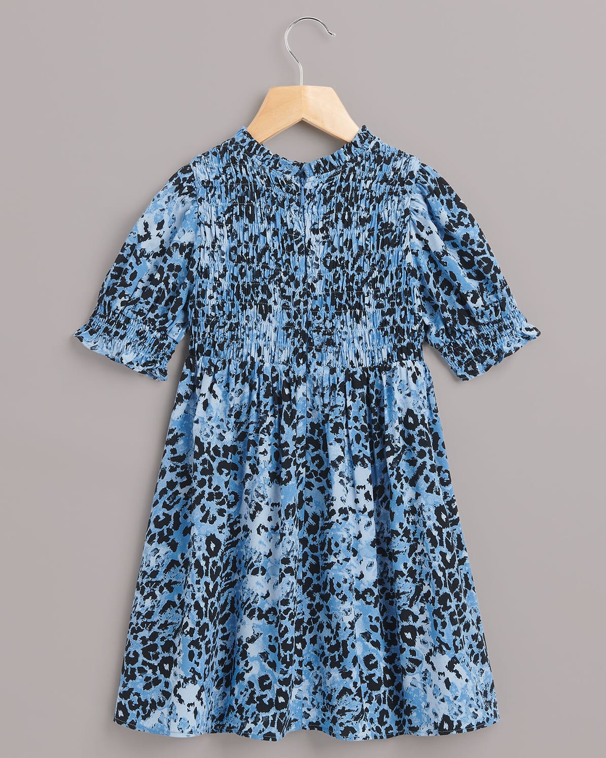 WHISTLES Hyena Spot Pippa Shirred Dress in Blue/Multi Endource