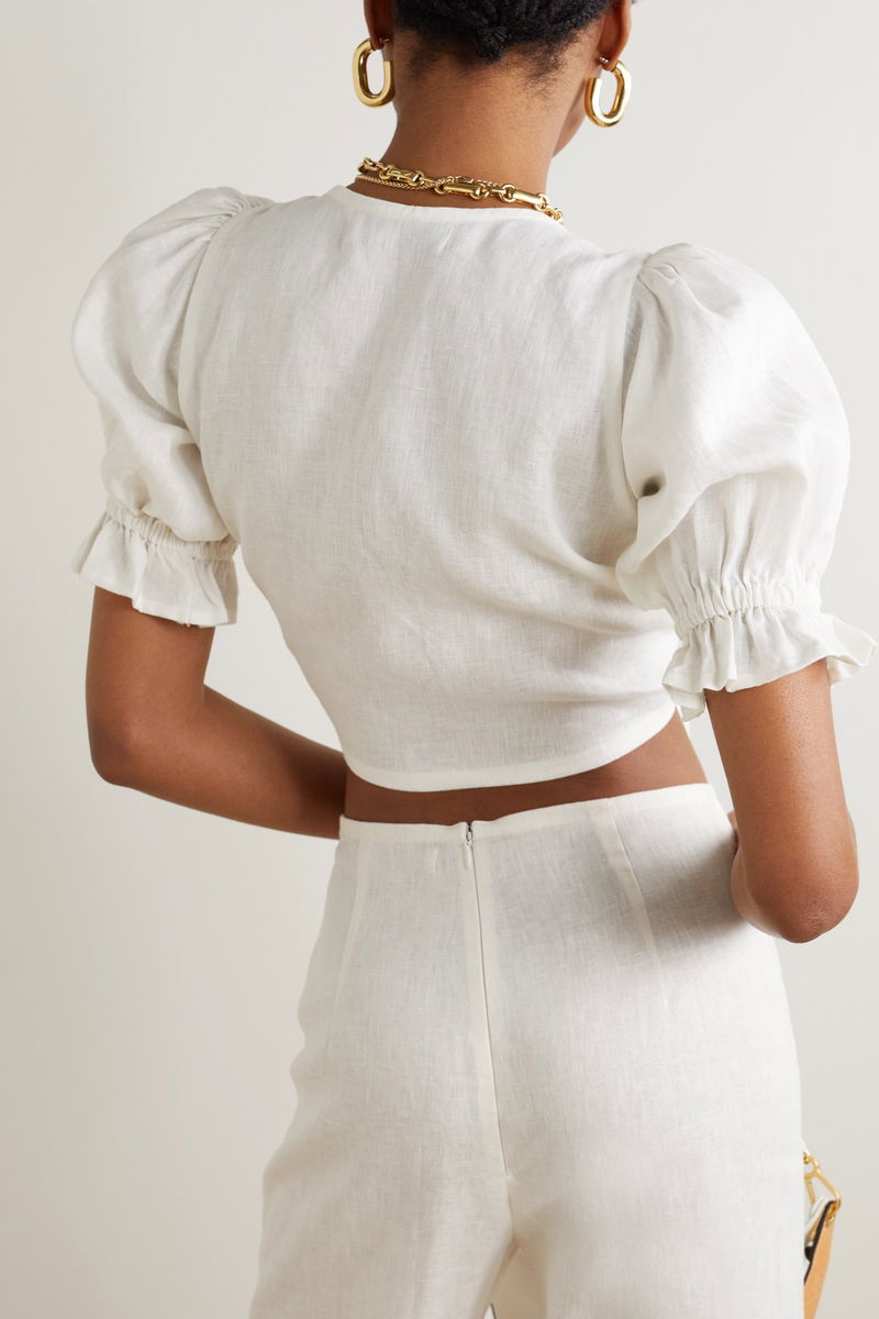 White Linen Tie Crop Top, FAITHFULL THE BRAND