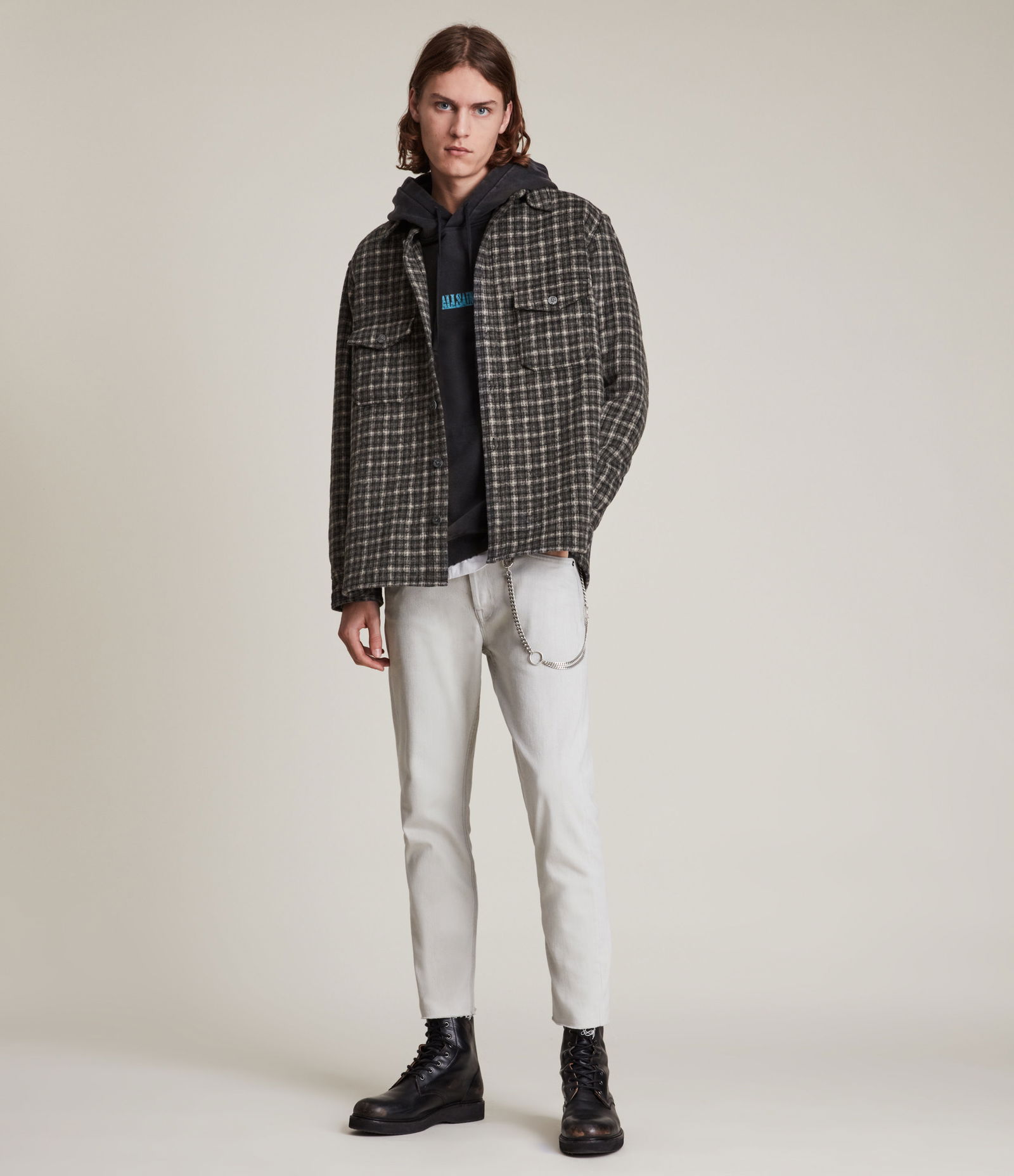 ALLSAINTS Guerra Wool Blend Check Overshirt | endource