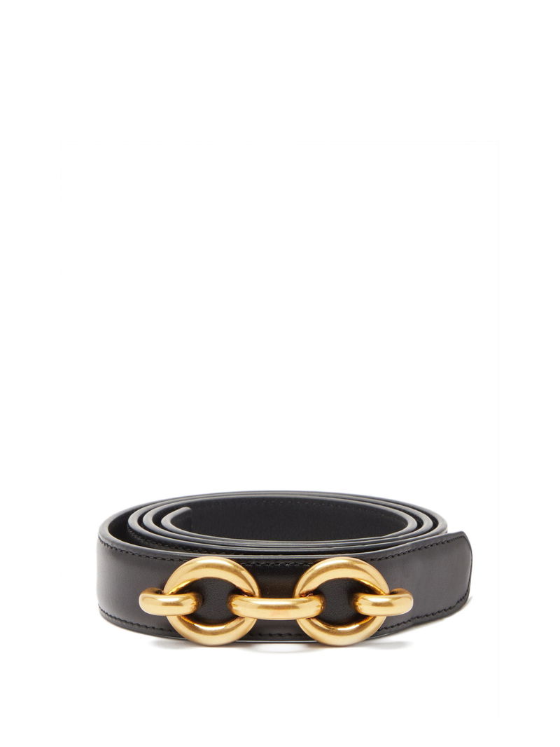 White Maillon leather belt, Saint Laurent