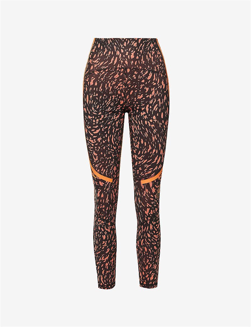 ADIDAS BY STELLA MCCARTNEY TruePace Abstract-Print Stretch-Recycled  Polyester Blend Leggings in BLACKMAGICEARTH
