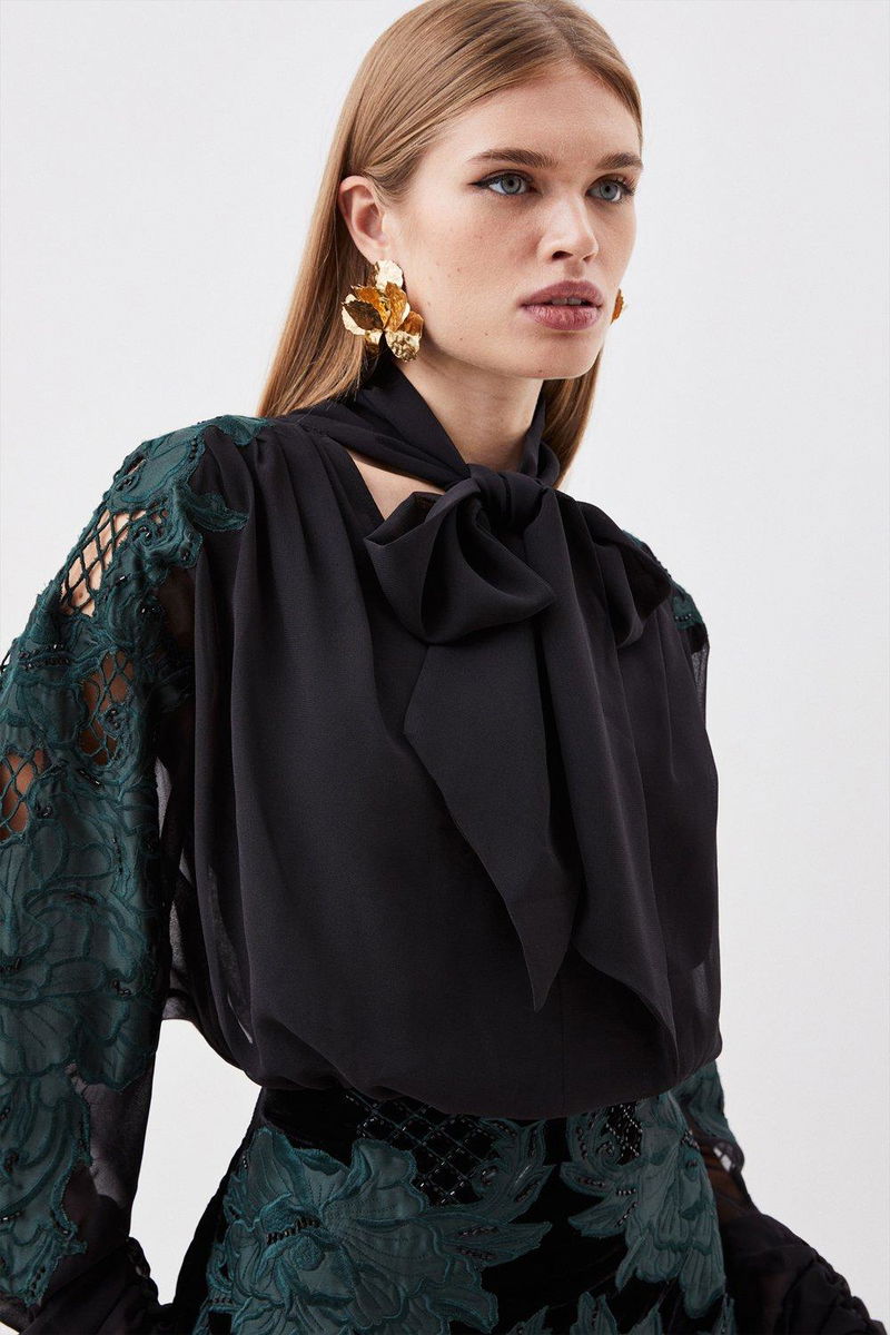 Sac Perles Noir Karen Millen Avec Appliqué Lys – Clutch à Chaîne, Neuf Sans étiquette